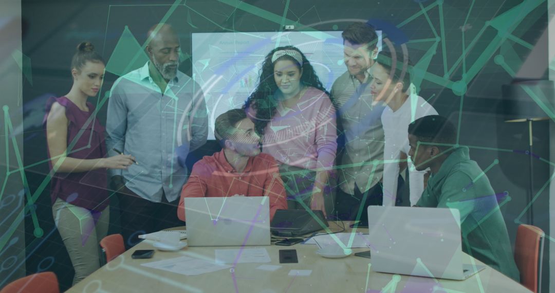 Diverse Team Discussing Technology Solutions in Modern Office