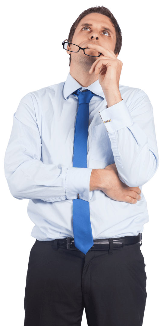 Transparent Businessman Thinking Expression Isolated