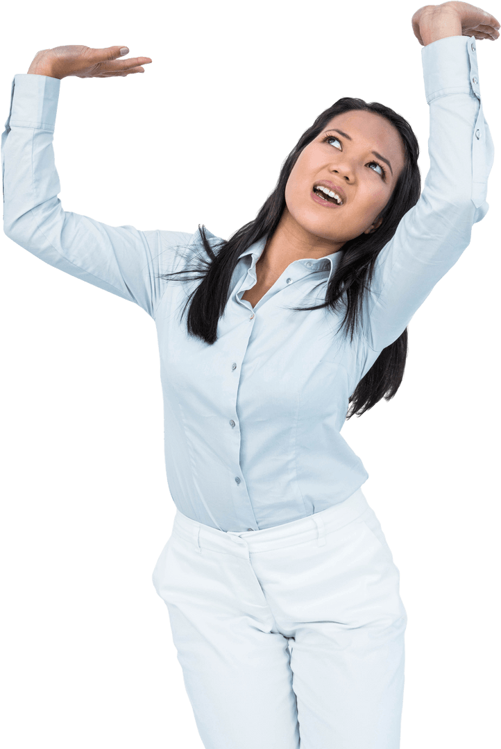 Worried Businesswoman Gesticulating in Transparent Pose