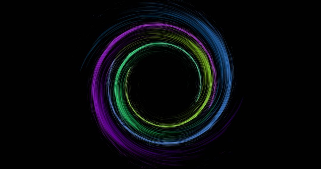 Colorful Neon Light Trails Forming Glowing Circular Patterns