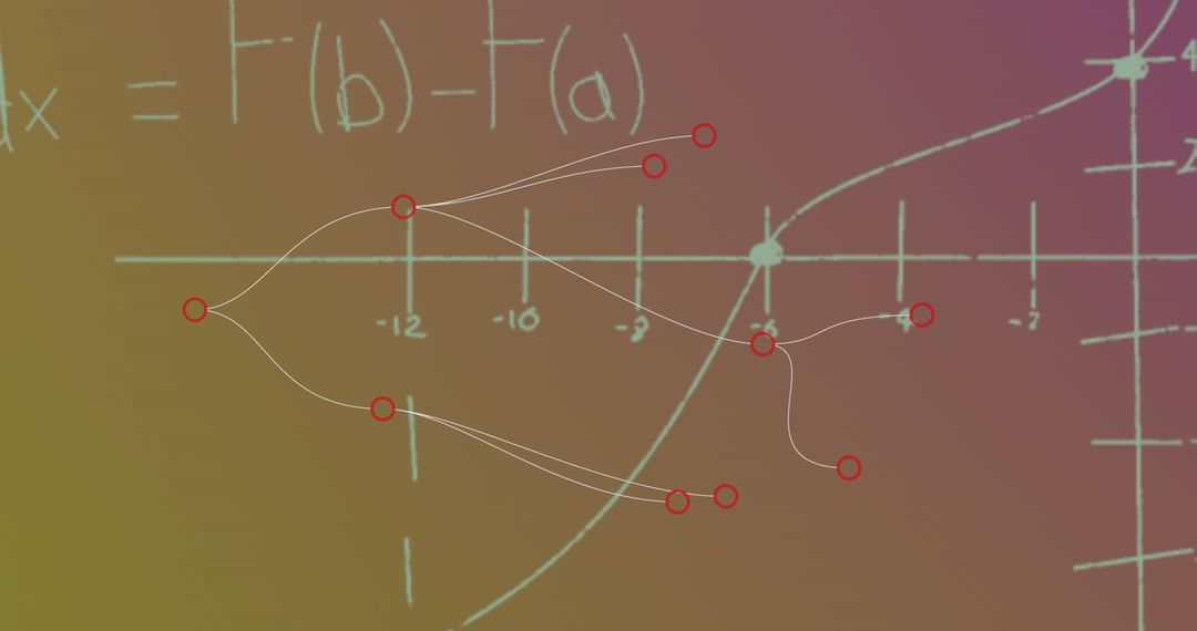 Connecting Points and Math Equations on Colorful Background