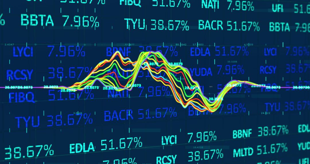 Financial Data Display with Dynamic Chart on Blue Background