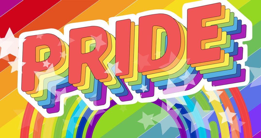 Vibrant Pride Celebration Graphic With Rainbow Background - Free Images, Stock Photos and Pictures on Pikwizard.com