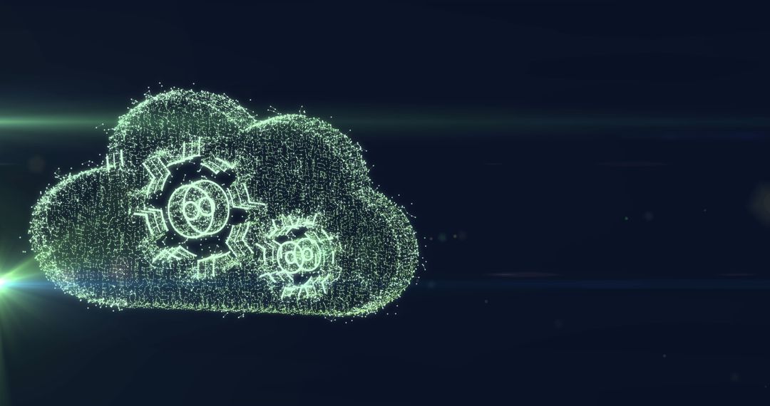 Digital Cloud Computing with Cogs on Dark Background
