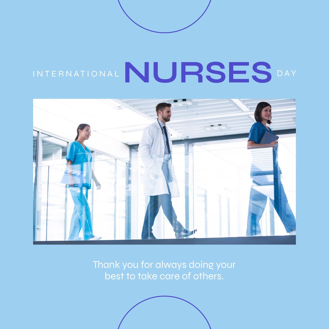 International Nurses Day Celebration with Diverse Medical Professionals - Download Free Stock Templates Pikwizard.com