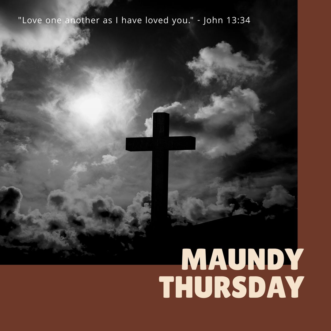 Maundy Thursday Cross Silhouette Against Dramatic Cloudy Sky - Download Free Stock Templates Pikwizard.com