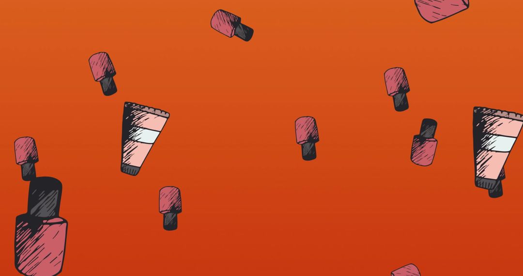 Stylish Nail Polish Bottle Pattern on Vibrant Red Background