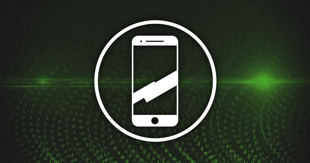 smartphone icon on green binary background symbolizing digital interface - Free Images, Stock Photos and Pictures on Pikwizard.com