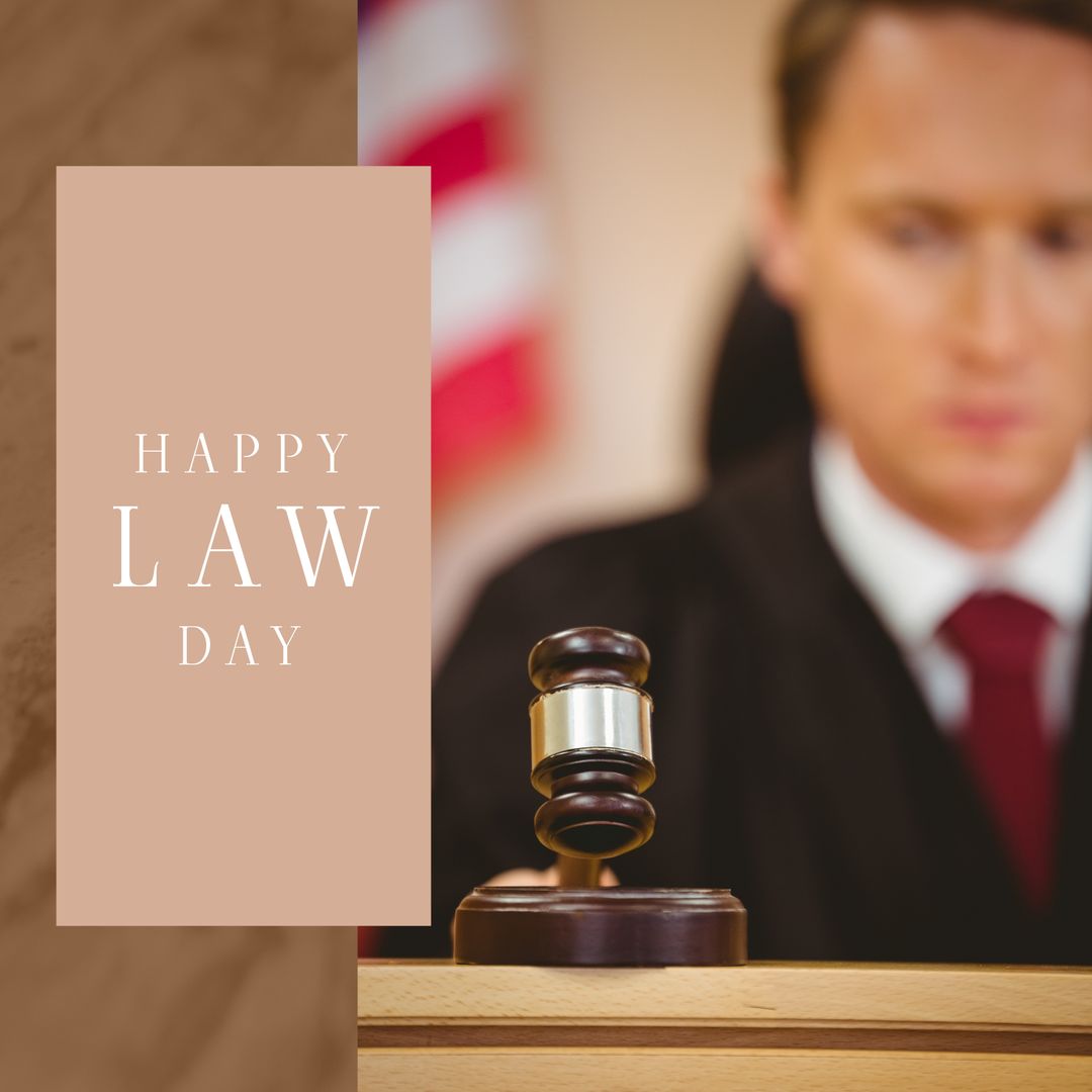 Happy Law Day Celebration with Male Judge and Gavel