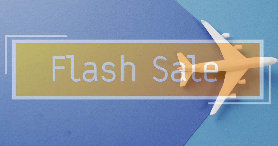 Flash Sale Announcement with Plane and Blue Background