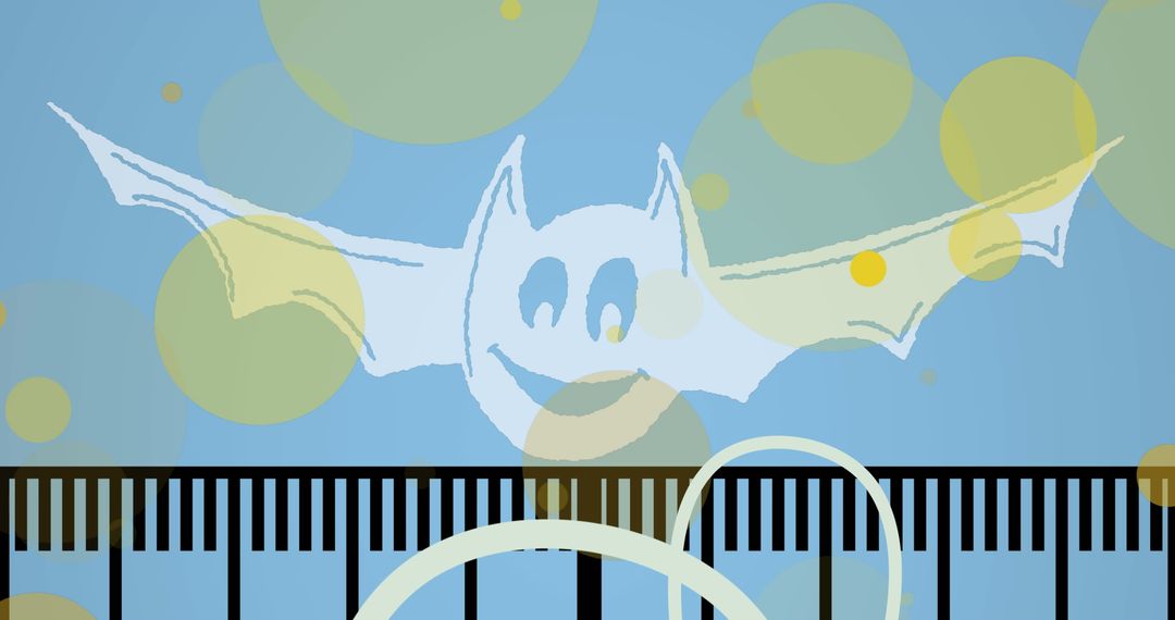 Playful Bat Animation on Blue Background with Light Spots