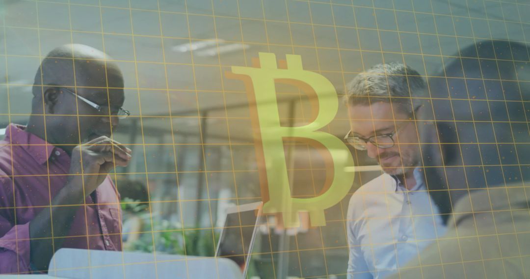 Diverse Business Team Analyzing Cryptocurrency Data in Modern Office