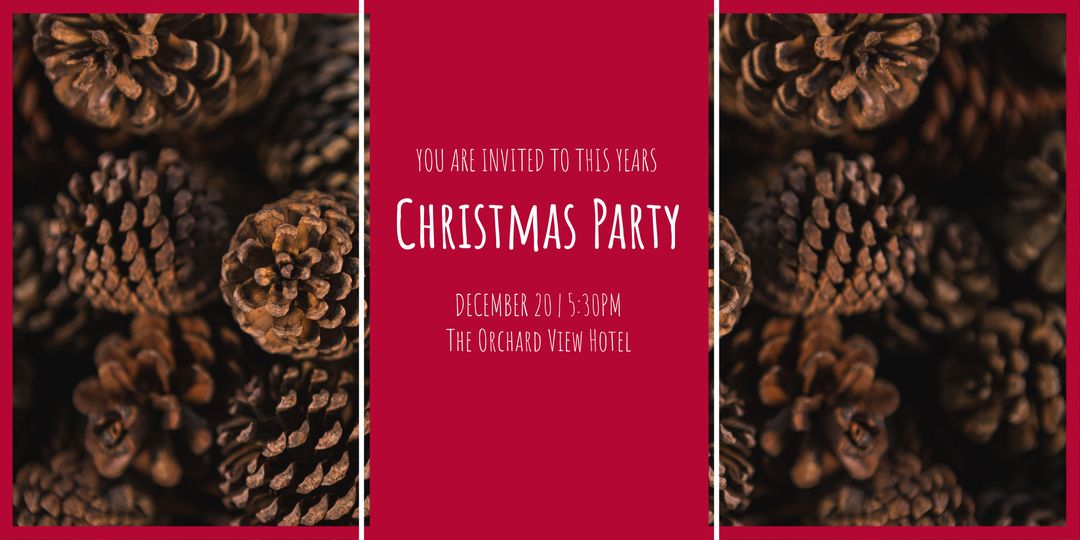 Festive Christmas Party Invitation with Pine Cones Background Design - Download Free Stock Templates Pikwizard.com