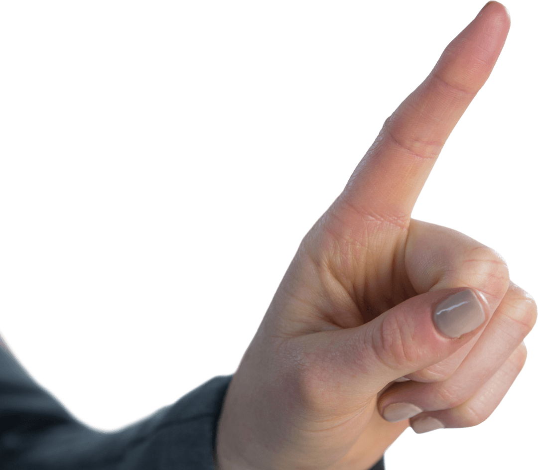 Female Hand Pointing Up Gesturing Transparency