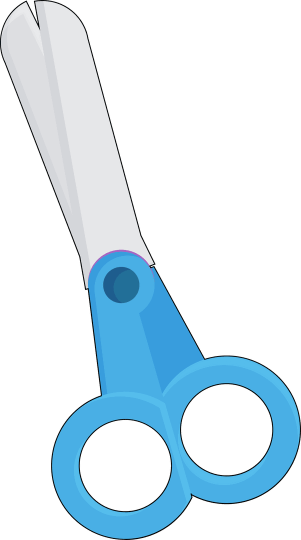 3D Safety Scissors with Blue Grip on Transparent Background