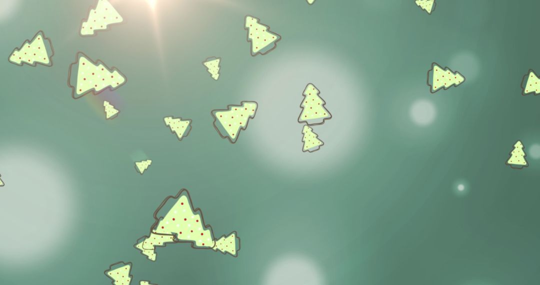 Floating Christmas Trees on a Festive Green Background
