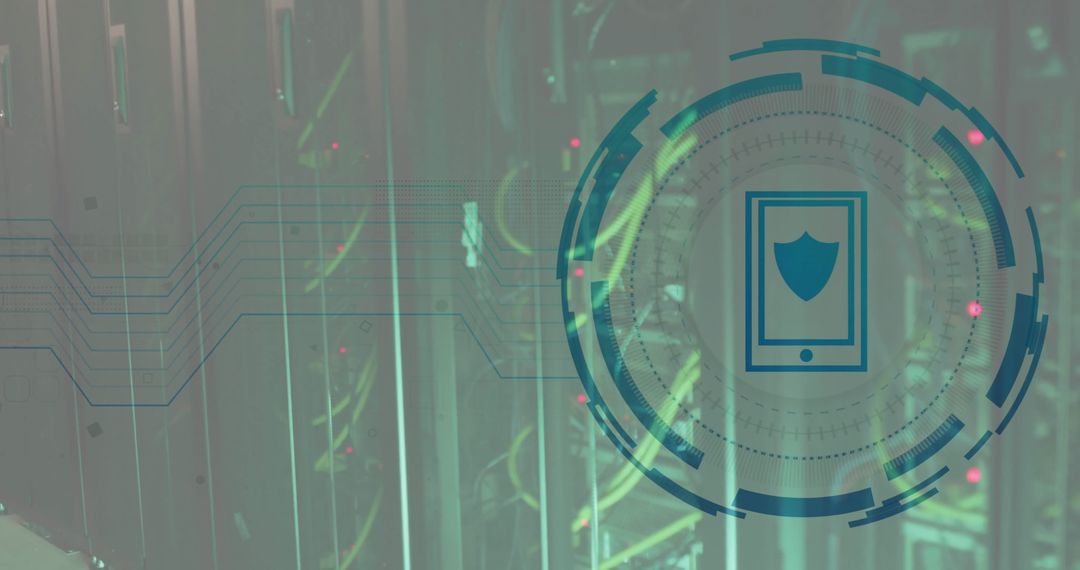 Cyber Security Digital Shield Over Server Network