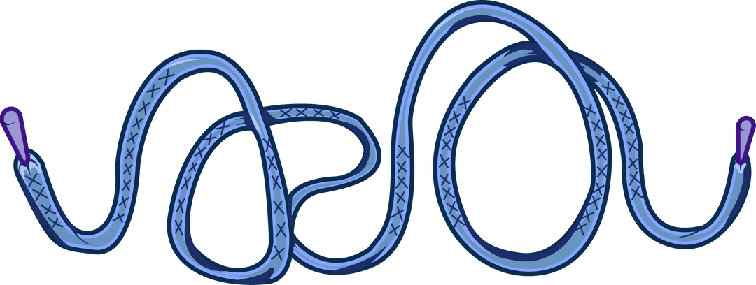 Playful Blue Rope Formation with Purple End Caps Transparent Background