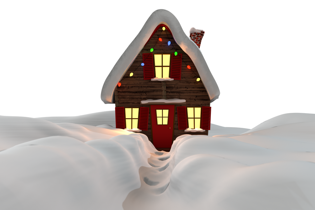 Christmas Wooden House Covered in Snow with Colorful Lights in Winter - Download Free Stock Images Pikwizard.com