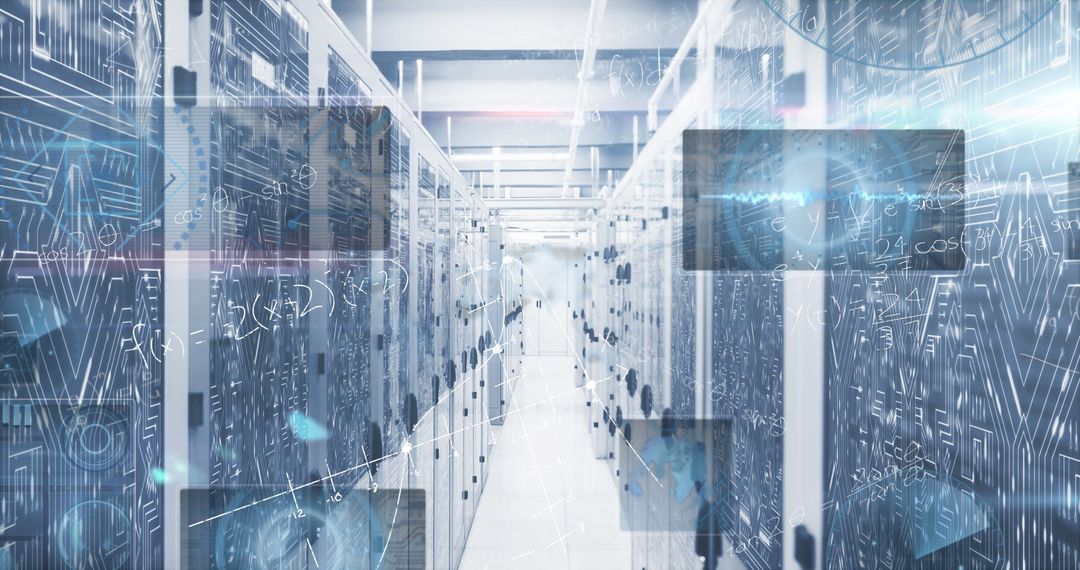 Futuristic Data Processing Servers in High-Tech Facility
