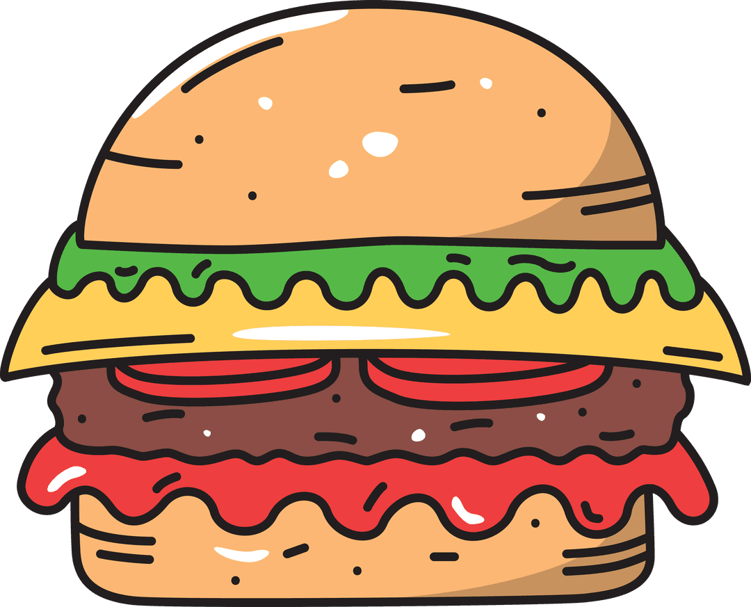 Delicious Cheeseburger Illustration on Transparent Background