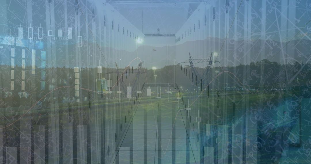 Financial Data Processing and Digital Interface on Cityscape