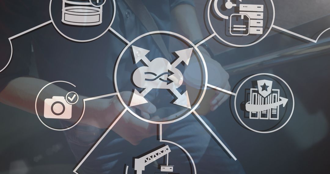 Business Networking via Mobile Device with Technology Icons