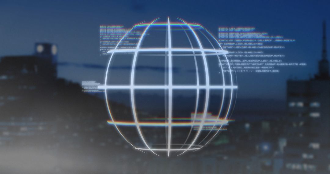 Digital Globe with Data Processing Overlays: Global Connectivity Concept