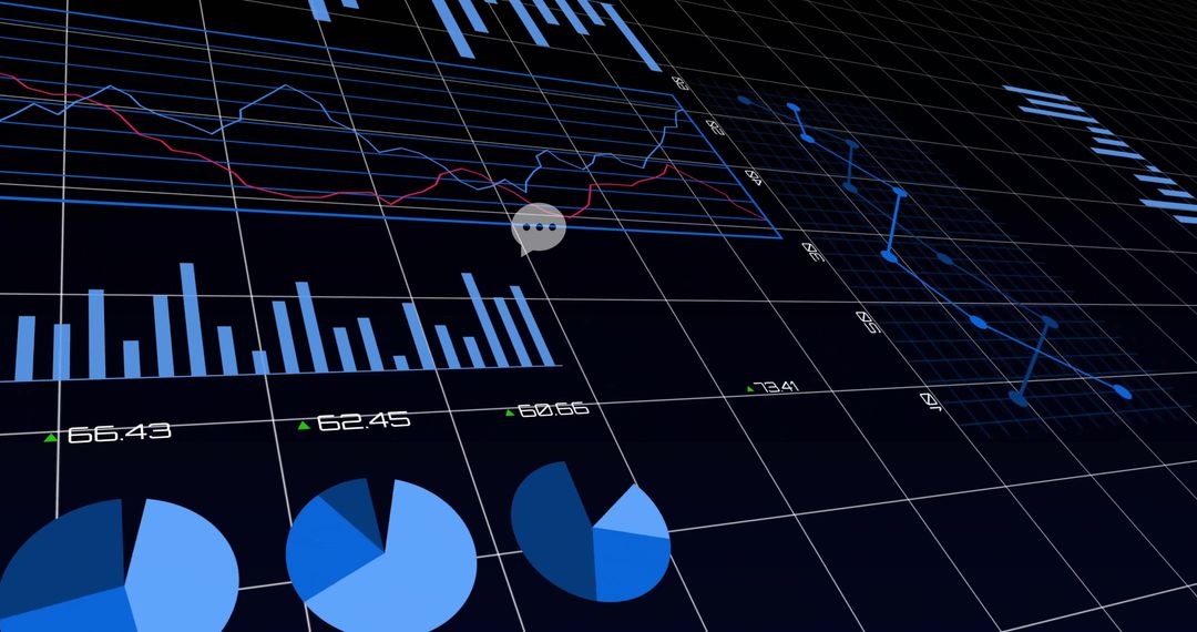 3d financial dashboard display with charts and data visualization