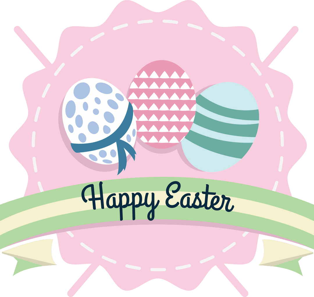 Festive Easter Eggs with Ribbon on Transparent Background