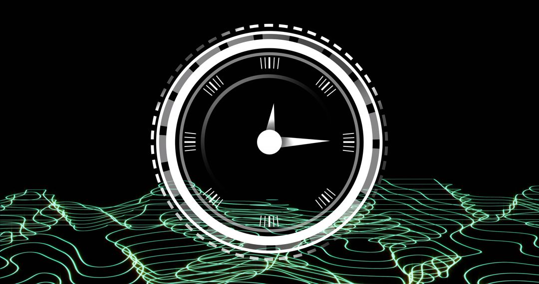 Digital Clock Amidst Data Network Visual