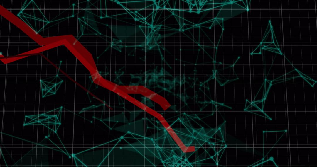 Financial Graph with Red Decline on Digital Network