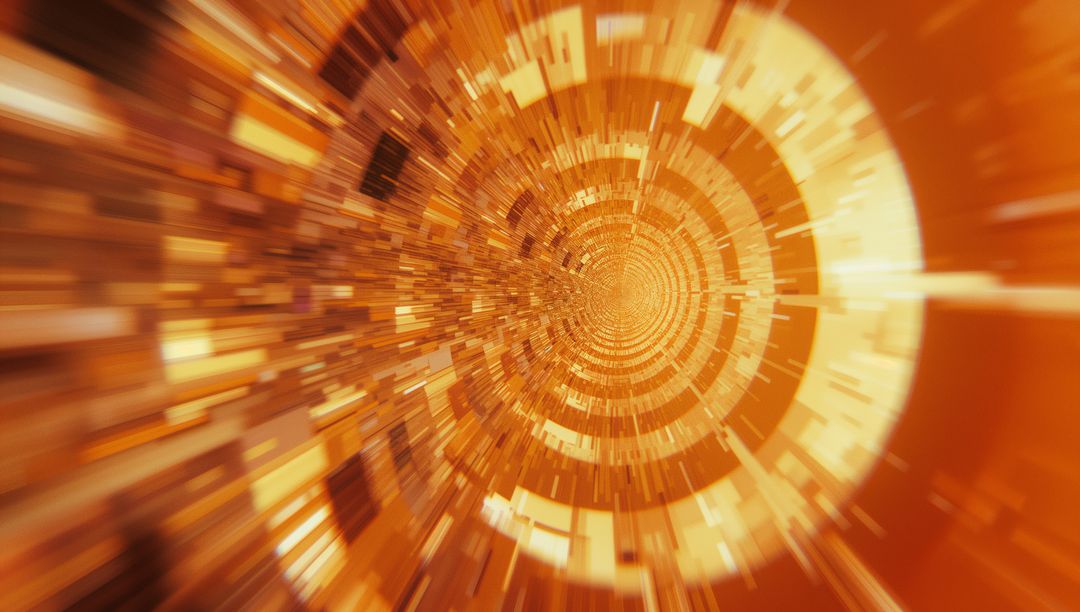 Abstract Tunnel of Technology with Glowing Core