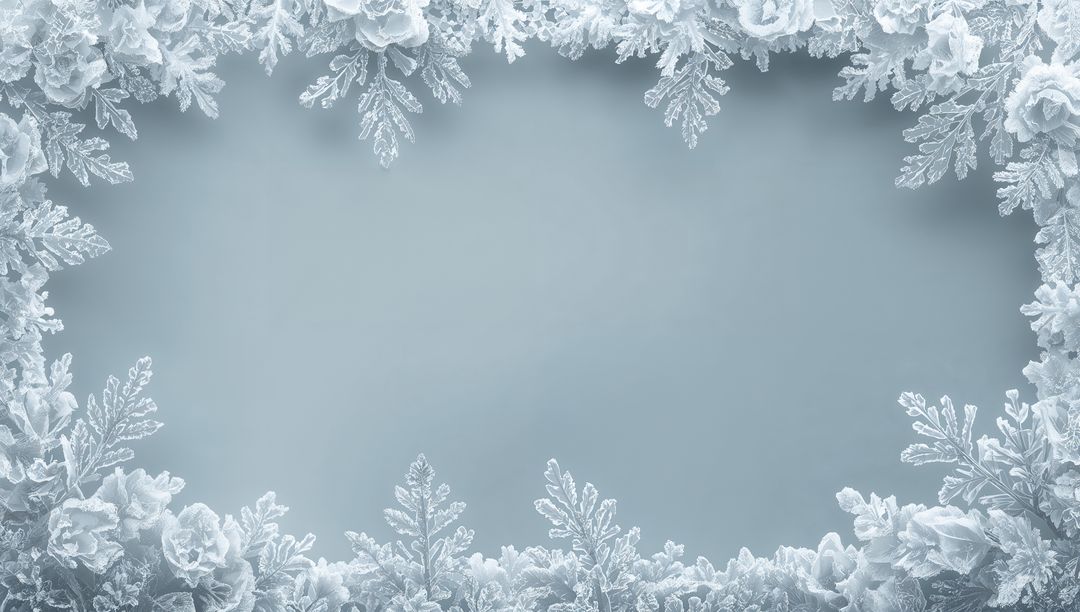 Framing Pale Blue Panel with Frosted Rose and Crystal Foliage Border