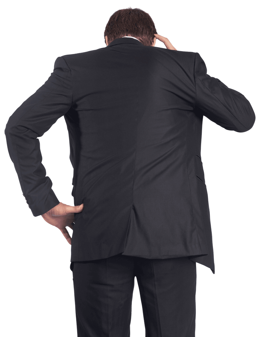 Back View of Businessman on Transparent Background, Isolated Professional Concept