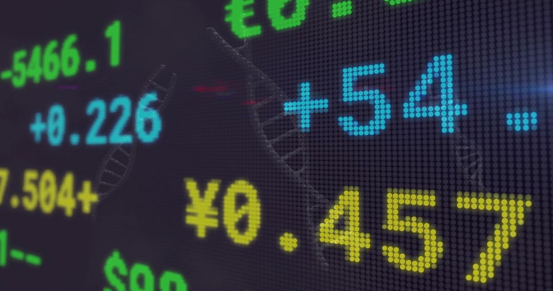 Financial Market Data on Digital Display with Yen Symbols