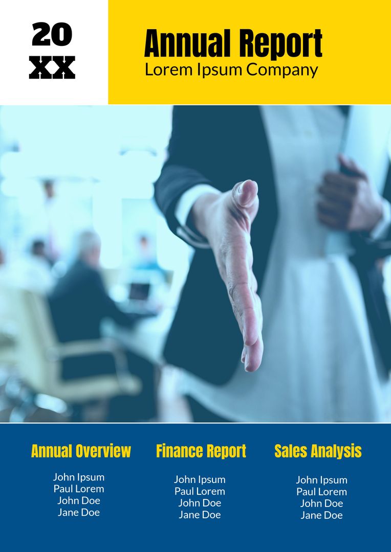 Corporate Handshake Demonstrates Trust for Annual Report Cover