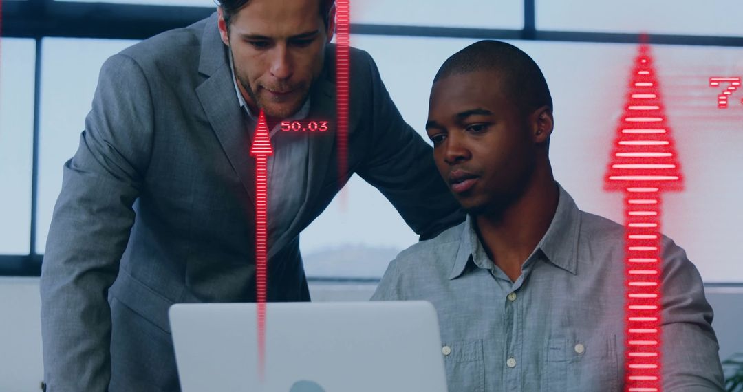 Financial Analysis Collaboration in Modern Office with Digital Interface