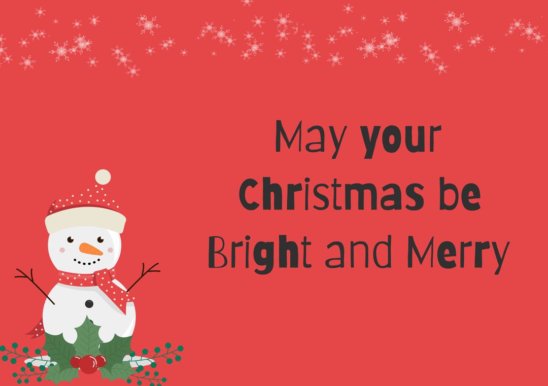Festive Christmas Greeting with Snowman and Holiday Wishes