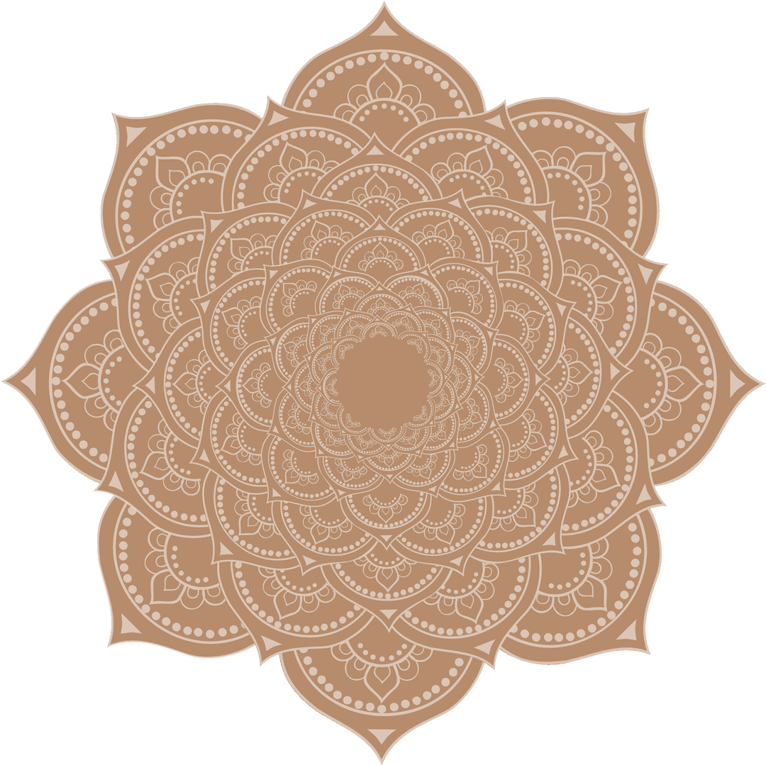 Symmetric Mandala With Floral Motifs on Transparent Background