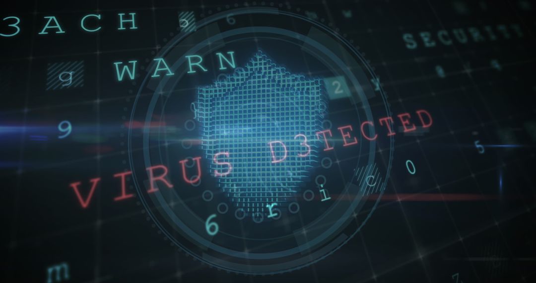 Cyber Security Threat Alert with Virus Detected Warning