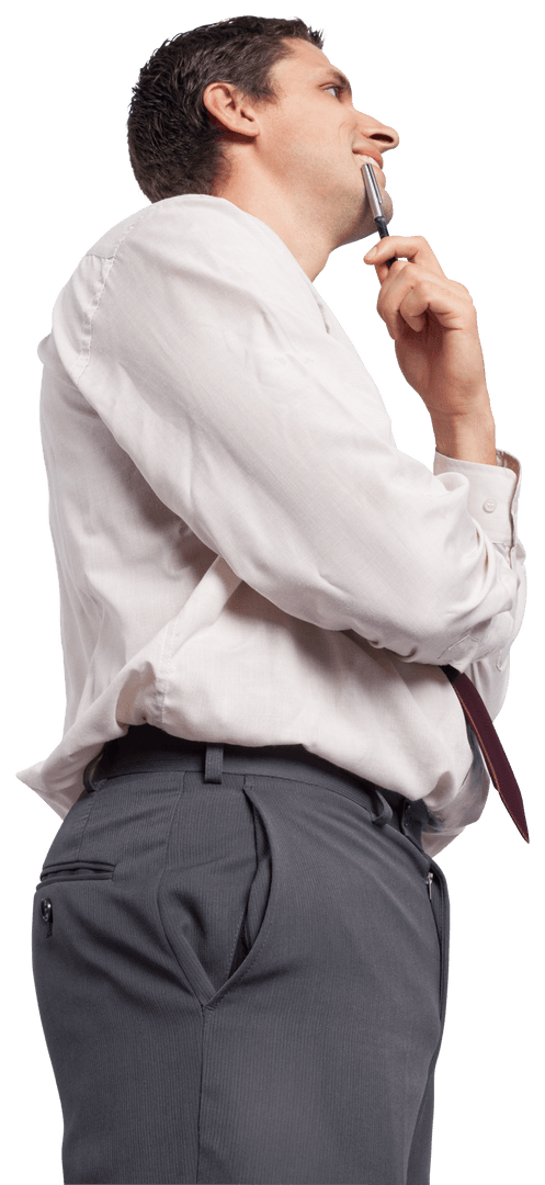 Transparent Contemplative Businessman Pondering Decision Making