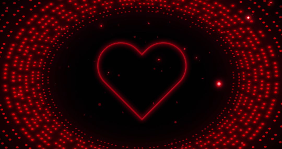 Neon Heart with Pulsating Lights for Futuristic Background