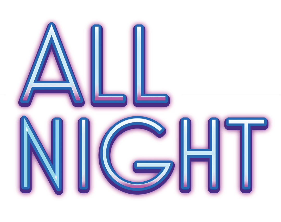 Party All Night Neon Text Transparent Background Design