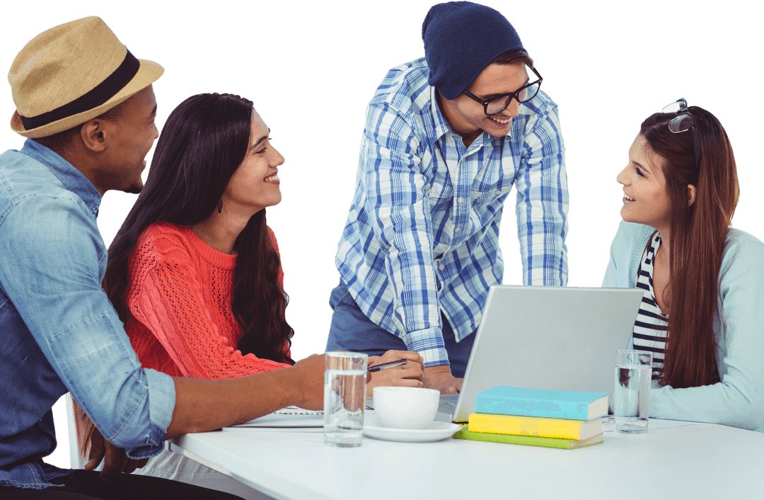 Young Creative Team Collaborating Around Transparent Table
