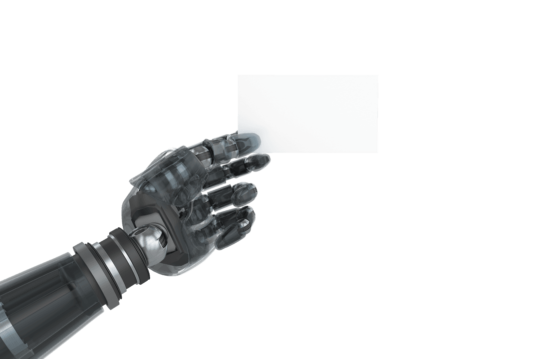 Transparent Robotic Arm Holding Blank Card