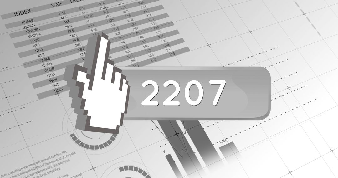 Finger Click Icon on Rising Data Analysis Graph Background