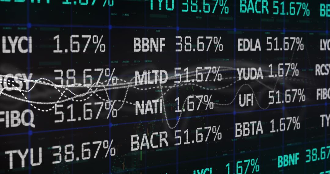 Digital Stock Market Trading Display with Financial Data