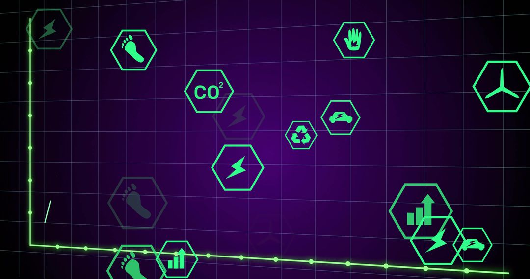 Digital Sustainability Data Visualization with Futuristic Icons