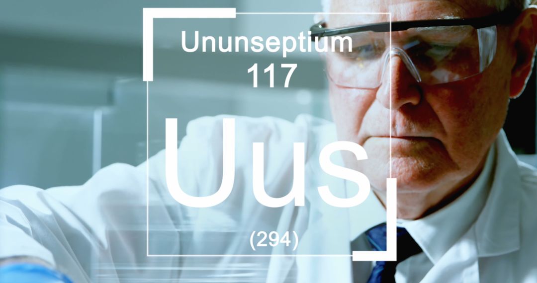 Scientist Analyzing Ununseptium Element in Laboratory